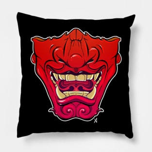 Oni mask Red Pillow