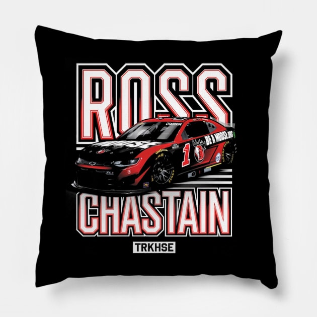 Ross Chastain Trackhouse Black Car Pillow by stevenmsparks