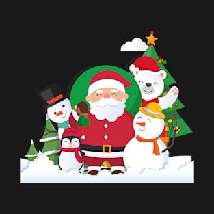 SANTA CLUES+CHRISTMAS TREE+SNOWMAN T-Shirt