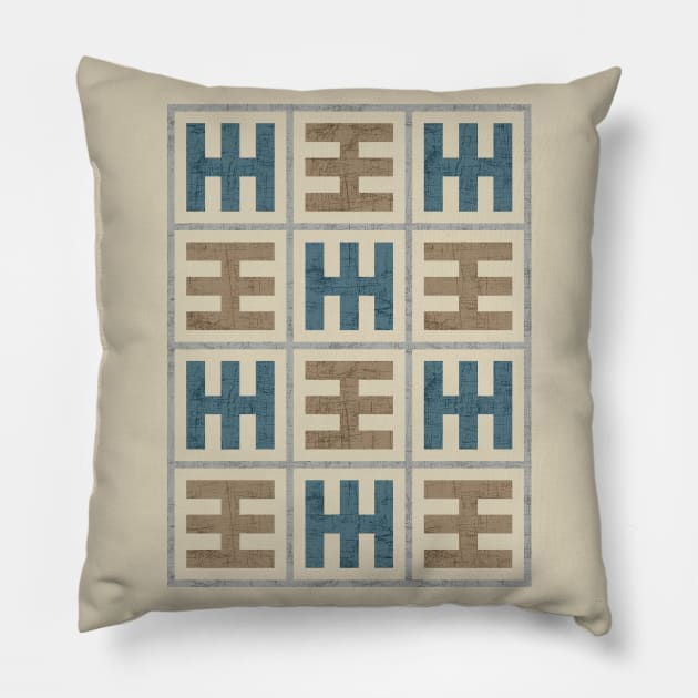 Tribal geometric pattern (Smokey taupe, navy and brown colors) Pillow by lents