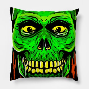 Green Skull Head Pillow