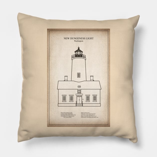 New Dungeness Lighthouse - Washington - SD Pillow by SPJE Illustration Photography