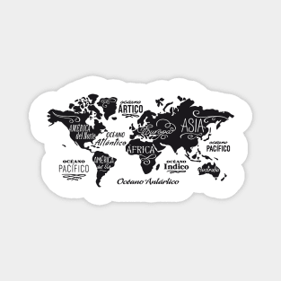 World Continents Map Magnet