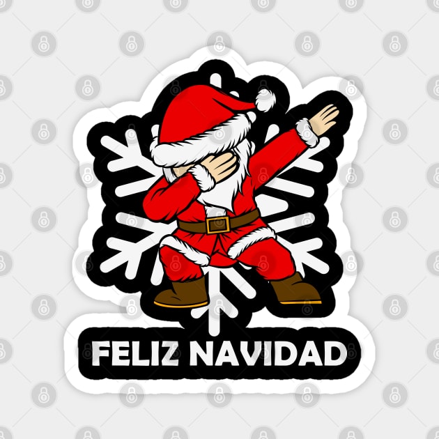 Dabbing Santa Claus Feliz Navidad Funny Christmas Gift Magnet by BadDesignCo
