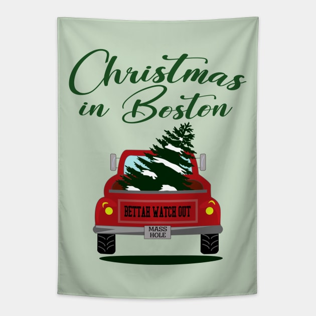 Christmas in Boston - Bettah Watch Out  - Mass Hole Tapestry by Blended Designs