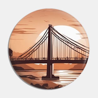 Sunset Bridge Silhouette Artwork No. 709 Pin