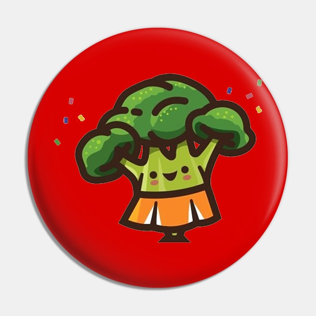 Broccoli Cheerleader Pin by carlospuentesart