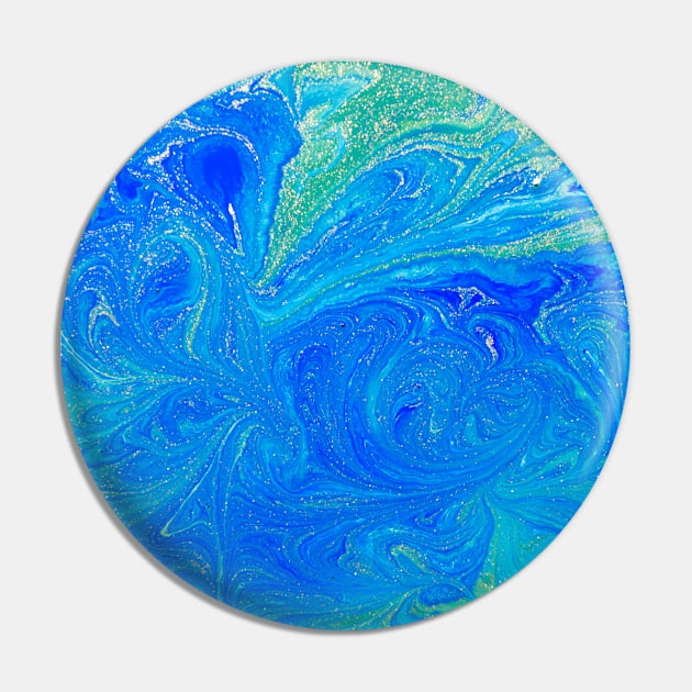 Turquoise Watercolor Art Pin by NewburyBoutique