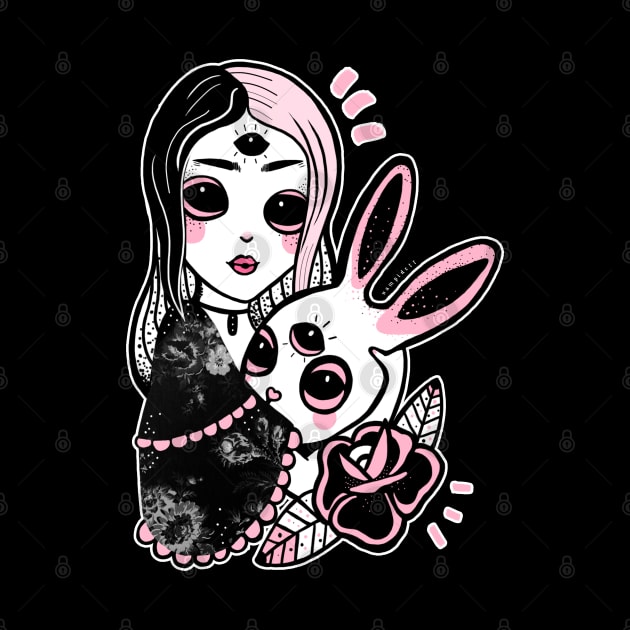 Dark alice and white rabbit by dett