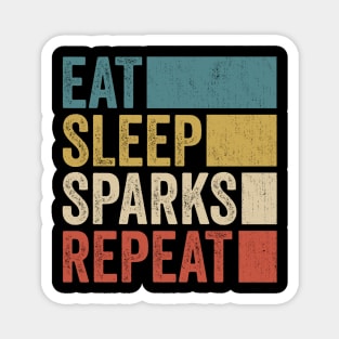Funny Eat Sleep Sparks Repeat Retro Vintage Magnet