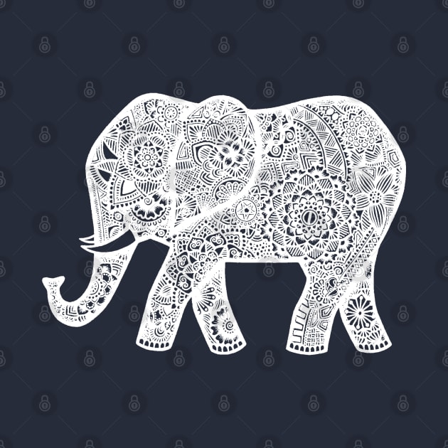 White zentangle elephant by MyownArt