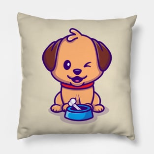 Cute Dog Sitting Cartoon Pillow