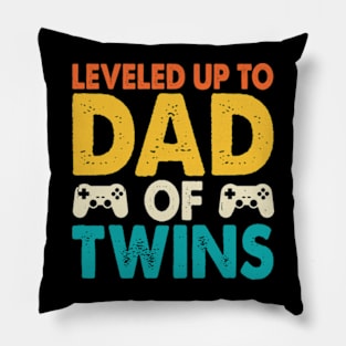 Leveled up to Dad Of Twins Video Gamer Gaming Pillow