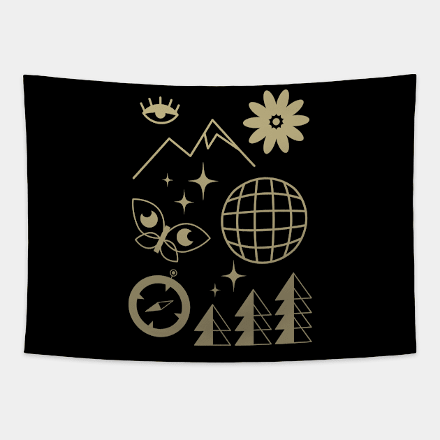 Golden Camping Collection Tapestry by Enaholf