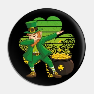 Dabbing Leprechaun St. Patricks Day Vintage Retro Clover Shamrock Pin