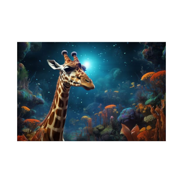 Giraffe Animal Wildlife Wilderness Colorful Realistic Illustration by Cubebox