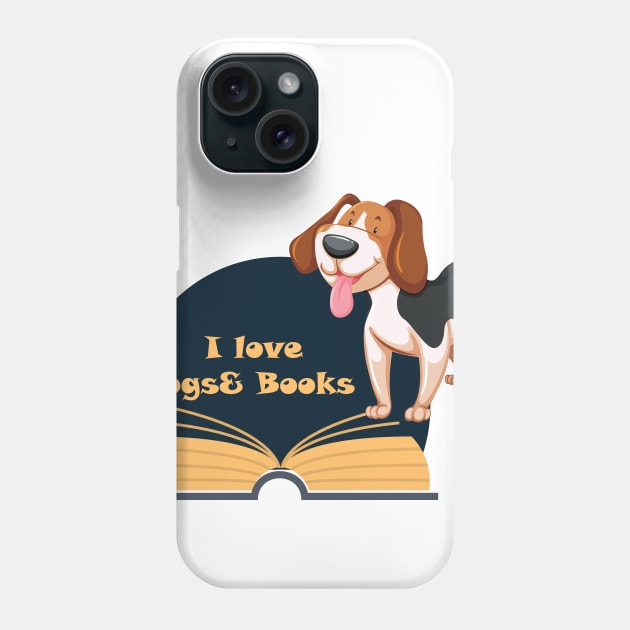 I Love Dogs& Books Phone Case by Maha Fadel Designs