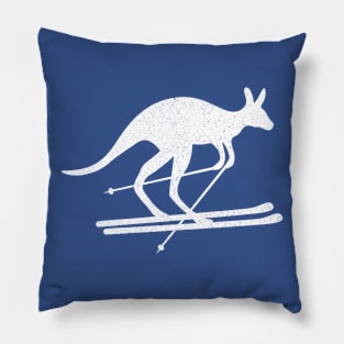 Kangaroo Skiing Fun Winter Sports Australia Travel Gift Pillow