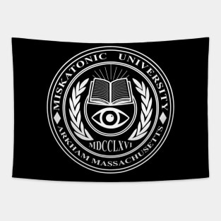 Miskatonic university Crest White - HP Lovecraft Tapestry