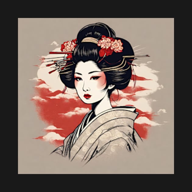 Geisha Portraits japanese style art by cloudviewv2