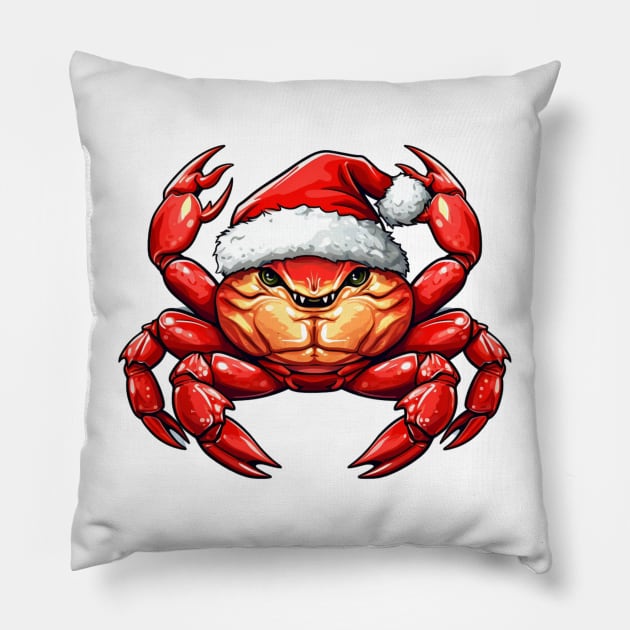Christmas Crab Pillow by Chromatic Fusion Studio
