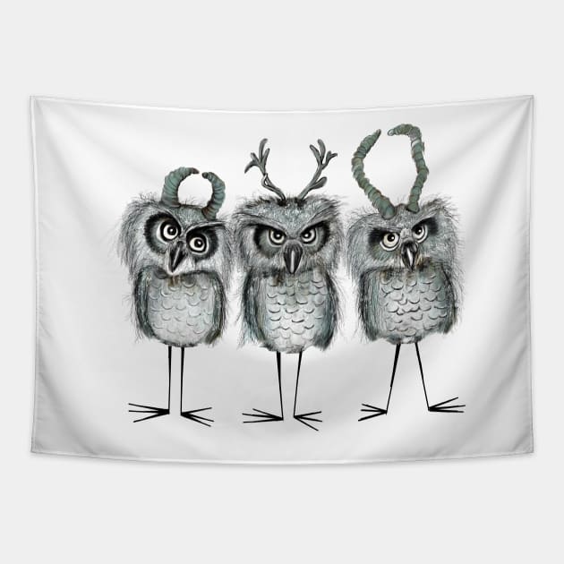 owls with horns Tapestry by msmart