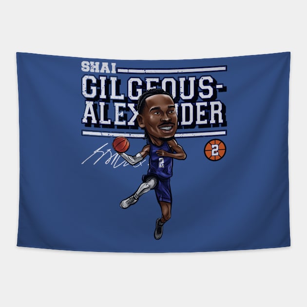 Shai Gilgeous-Alexander Oklahoma City Cartoon Tapestry by danlintonpro