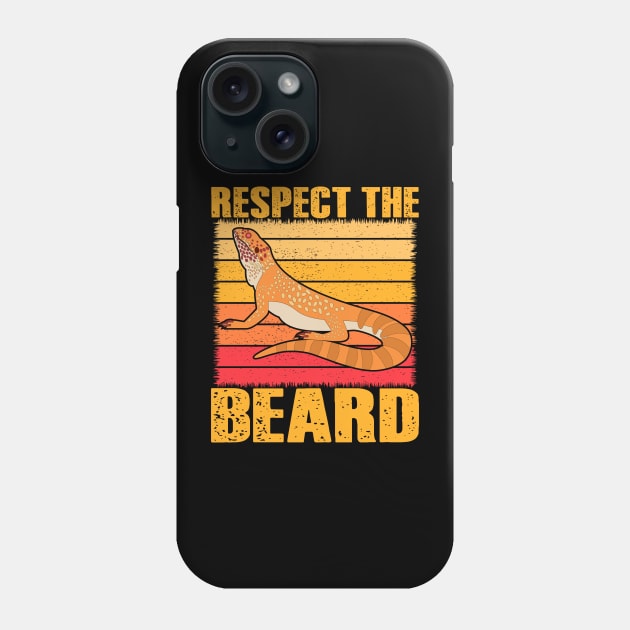 Respect The Beard Funny Bearded Dragon Phone Case by Visual Vibes