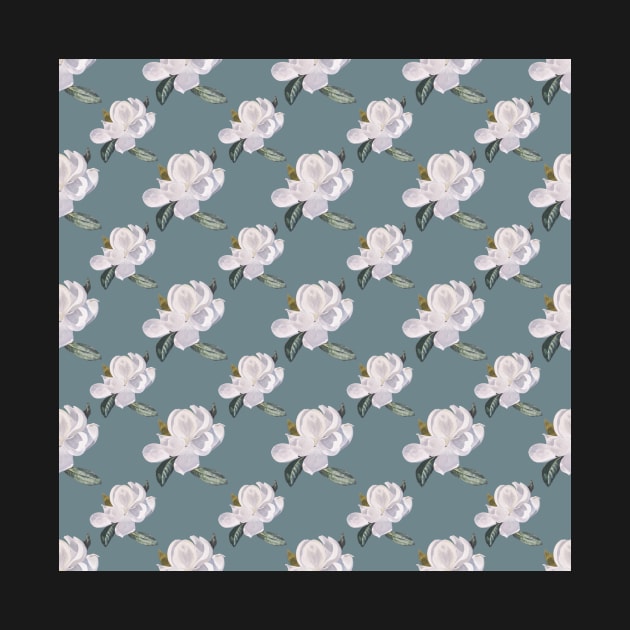 Magnolia Array on Medium Blue Grey by ArtticArlo