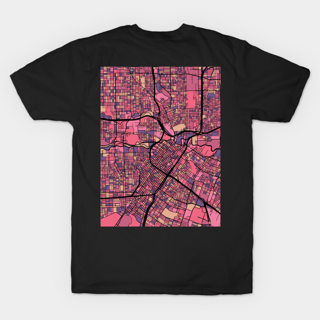 Houston Map Pattern in Purple & Pink - Houston Map - T-Shirt | TeePublic