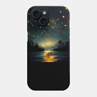 Starry, starry night over the lake. Phone Case