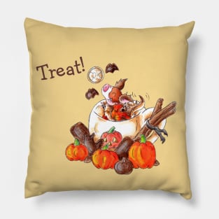 Halloween Pumpkin Spice Mocha Piggy (With Text) Pillow