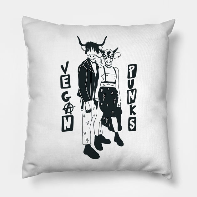 Vegan Punks - Cows Pillow by repettosa