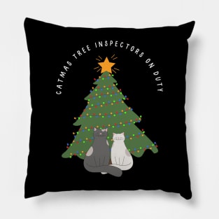 Catmas tree inspectors on duty. Christmas cat humor Pillow