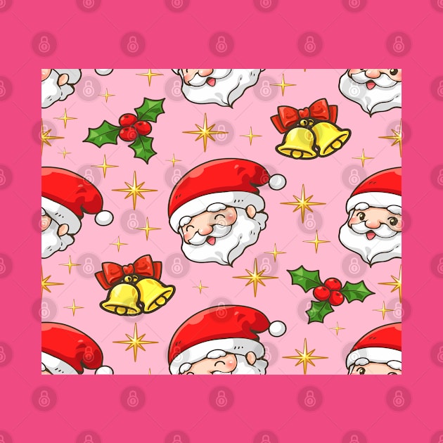 Cute Cheerful Santa Pattern by DragonTees