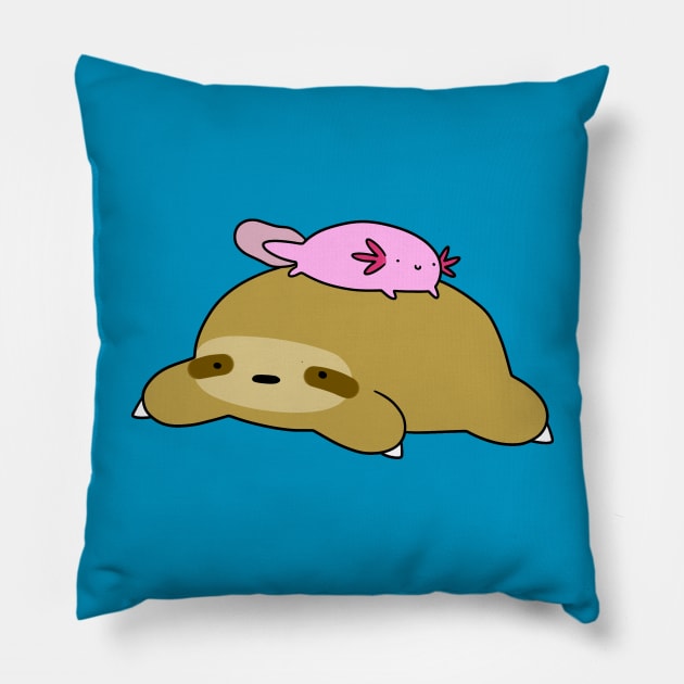 Axolotl and Sloth Pillow by saradaboru