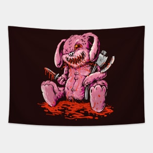 Creepy Killer Bunny Doll with Weapons Tapestry