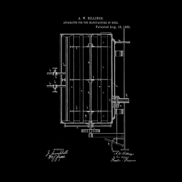 Apparatus for the Manufacture of Beer Vintage Patent Hand Drawing by TheYoungDesigns