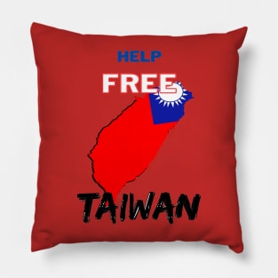 Help Free taiwan - Map of Taiwan in red, blue and white Pillow