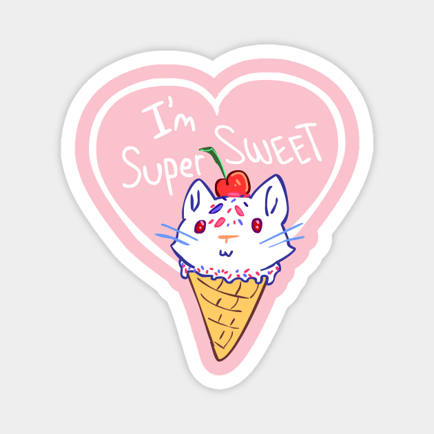 I'm Super Sweet Cute Kitty Cat Ice Cream Magnet by sky665