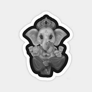 Black and white Lord Ganesha Magnet