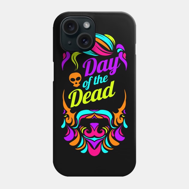 Hipster Bearded Man Beard Logo Day Of The Dead Phone Case by SinBle