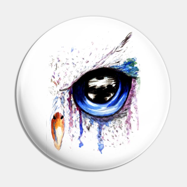 Blue Owl Eye Art Pin by AnnArtshock