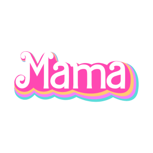 Mama Barbie style logo, pink custom name with rainbow T-Shirt