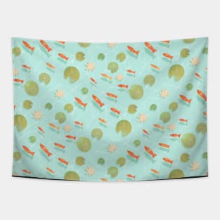 Little fish and lily pads Tapestry