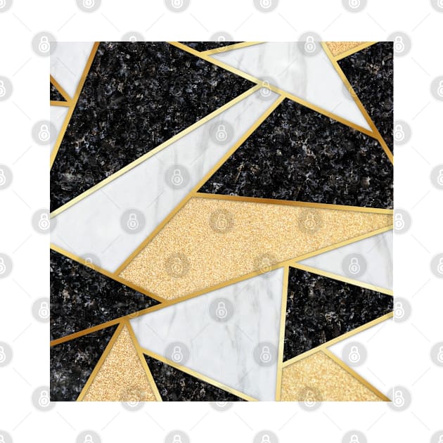 Elegant Modern Gold Glitter Sparkle White and Black Marble Composition 2 by Briansmith84