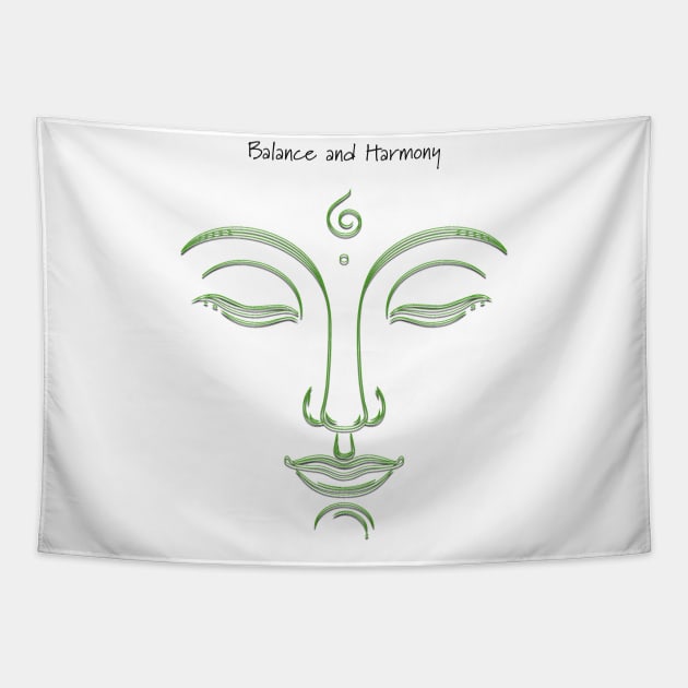 Buddha Babe T-Shirt - Balance and Harmony  - Green print design Tapestry by JTEESinc