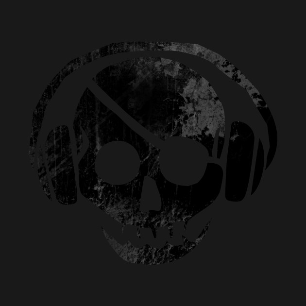 Crew Neck LASM Black Skull Logo on Black Front & Back by LA Sound Mixers