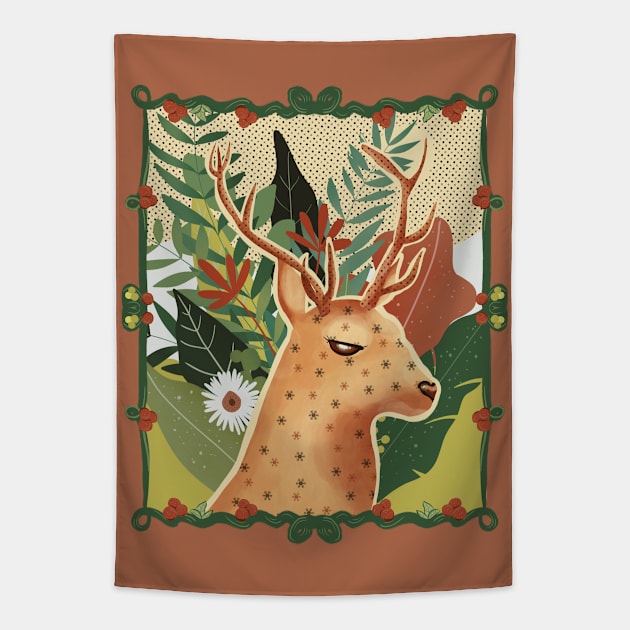 Floral deer Tapestry by Mimie20