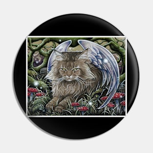 Forest Cat Spirit - White Outlined Version Pin